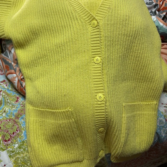 Women's Yellow Cardigan Sweater - Picture 2 of 4